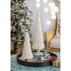 Fringe Embellished Christmas Trees, Set of 2