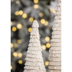 Fringe Embellished Christmas Trees, Set of 2