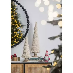Fringe Embellished Christmas Trees, Set of 2