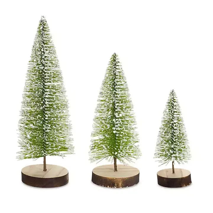 Frosted Bottle Brush Mini Trees, Set of 12