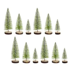 Frosted Bottle Brush Mini Trees, Set of 12