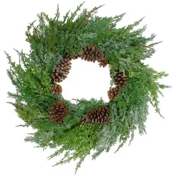 Frosted Cedar Pinecone Wreath