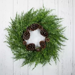 Frosted Cedar Pinecone Wreath