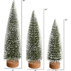 Frosted Green Bottle Brush Trees, Set of 3