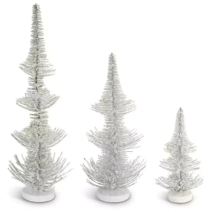 Frosted Pine Christmas Trees, Set of 3