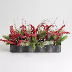 Frosted Pine Red Berry Christmas Arrangement