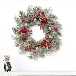 Frosted Silver Berries and Ornaments Wreath