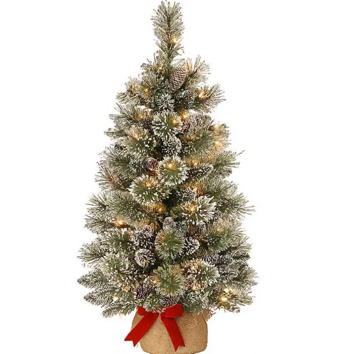 3-ft. Pre-Lit Flocked Glitter Christmas Tree