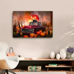 Full Moon Jack O Lantern Canvas Art Print, 24x36