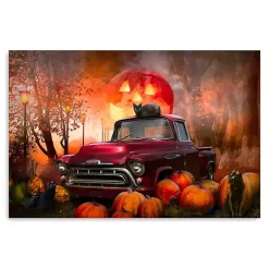 Full Moon Jack O Lantern Canvas Art Print, 32x48