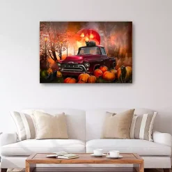 Full Moon Jack O Lantern Canvas Art Print, 32x48