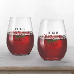 Full of Christmas Spirit Wine Glasses, Set of 2