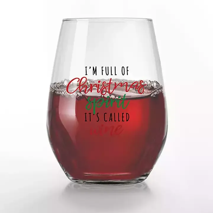 Full of Christmas Spirit Wine Glasses, Set of 2