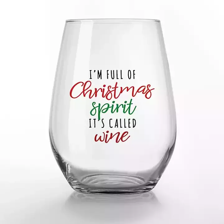 Full of Christmas Spirit Wine Glasses, Set of 2