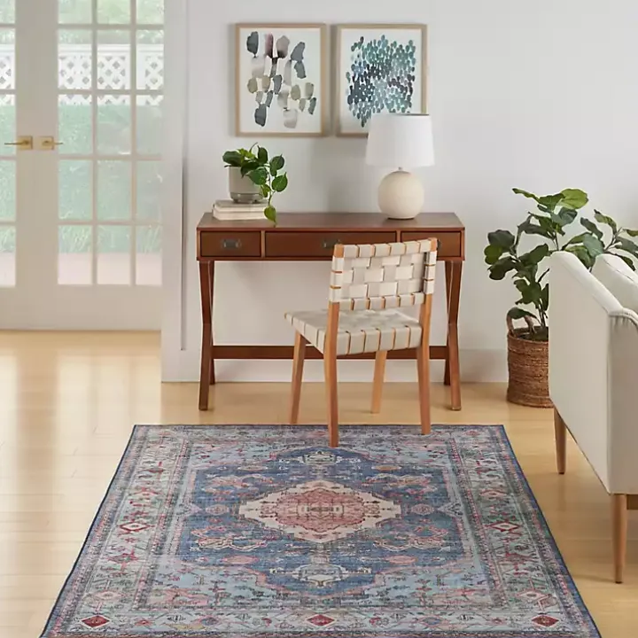 Fulton Blue Medallion Area Rug, 5x7