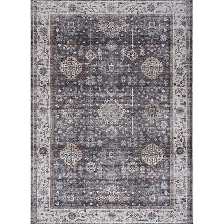 Fulton Charcoal Medallion Area Rug, 5x7
