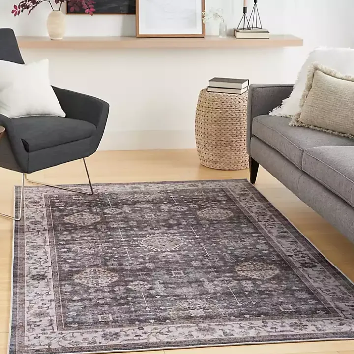 Fulton Charcoal Medallion Area Rug, 5x7