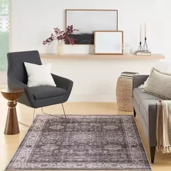 Fulton Charcoal Medallion Area Rug, 5x7