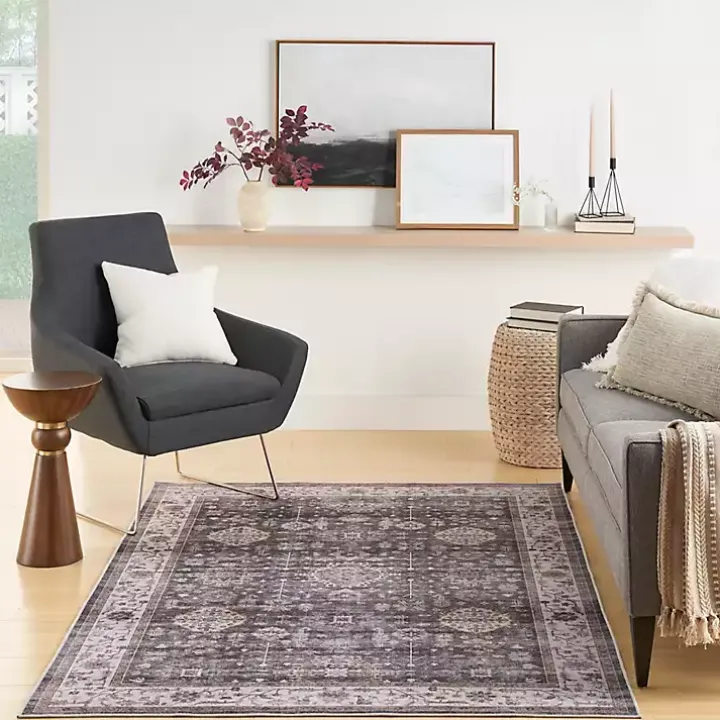 Fulton Charcoal Medallion Area Rug, 5x7