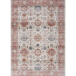 Fulton Red Floral Medallion Area Rug, 7x10