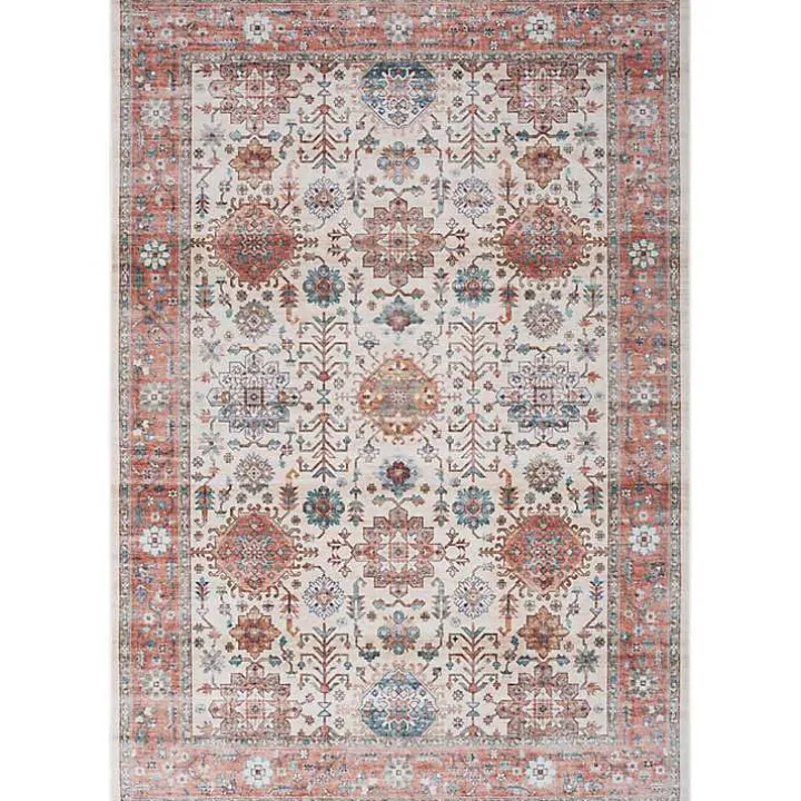 Fulton Red Floral Medallion Area Rug, 7x10