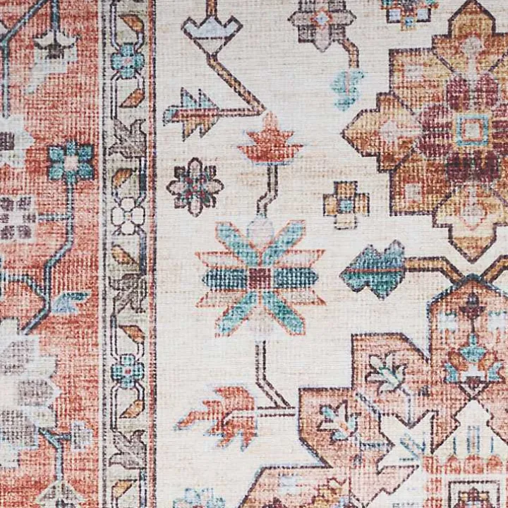 Fulton Red Floral Medallion Area Rug, 7x10