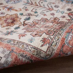 Fulton Red Floral Medallion Area Rug, 7x10