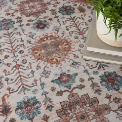 Fulton Red Floral Medallion Area Rug, 7x10