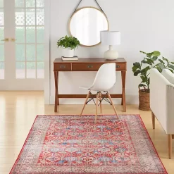 Fulton Red Traditional Area Rug, 7x10