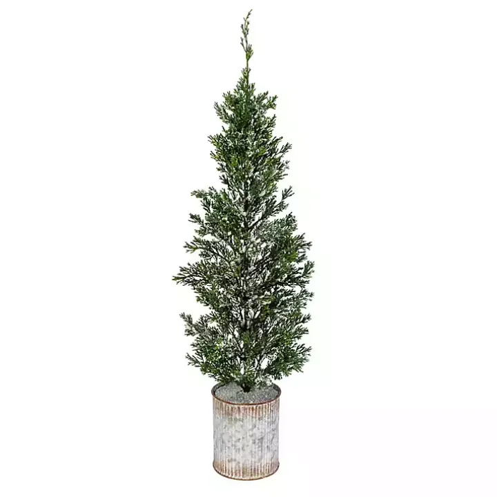 Galvanized Bucket Snowy Christmas Tree, 35 in.