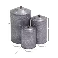 Galvanized Metal Lid 3-pc. Decorative Jar Set