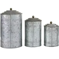 Galvanized Metal Lid 3-pc. Decorative Jar Set