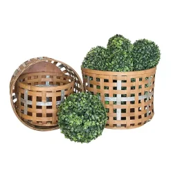 Galvanized Woven Wicker Baskets, Set of 3