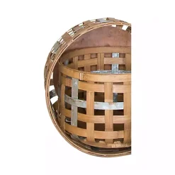 Galvanized Woven Wicker Baskets, Set of 3