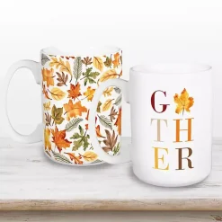 Gather & Fall Leaves Mugs, Set of 2
