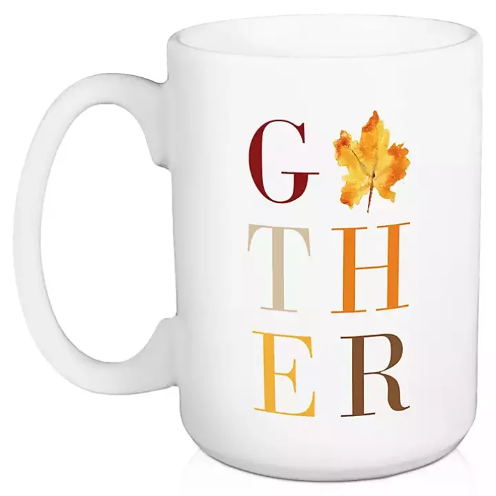 Gather & Fall Leaves Mugs, Set of 2