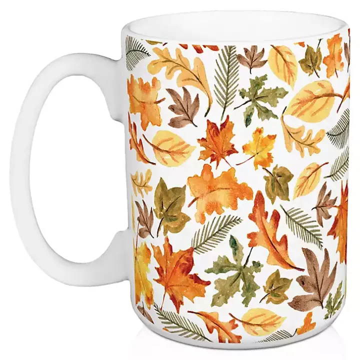 Gather & Fall Leaves Mugs, Set of 2