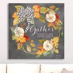 Gather Together Black Wreath Canvas Art Print