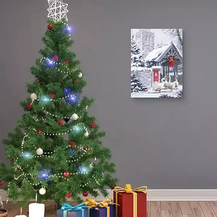 Geese Outside Church Christmas Wall Plaque