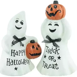 Ghosts and Jack-O-Lanterns Figurines, Set of 2