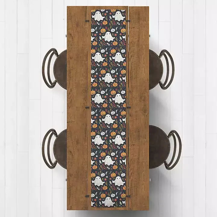 Ghosts and Pumpkins Halloween Table Runner, 90 in.