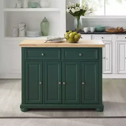 Gia Forest Green Wood Kitchen Island