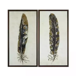 Gilded Feathers Canvas Art Prints, Set of 2
