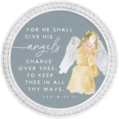 Give His Angels Round Wall Plaque