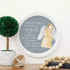 Give His Angels Round Wall Plaque