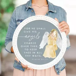 Give His Angels Round Wall Plaque