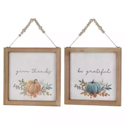 Give Thanks & Be Grateful Wall Plaques, Set of 2