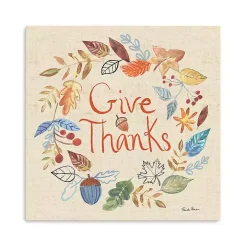 Give Thanks Fall Wreath Canvas Art Print