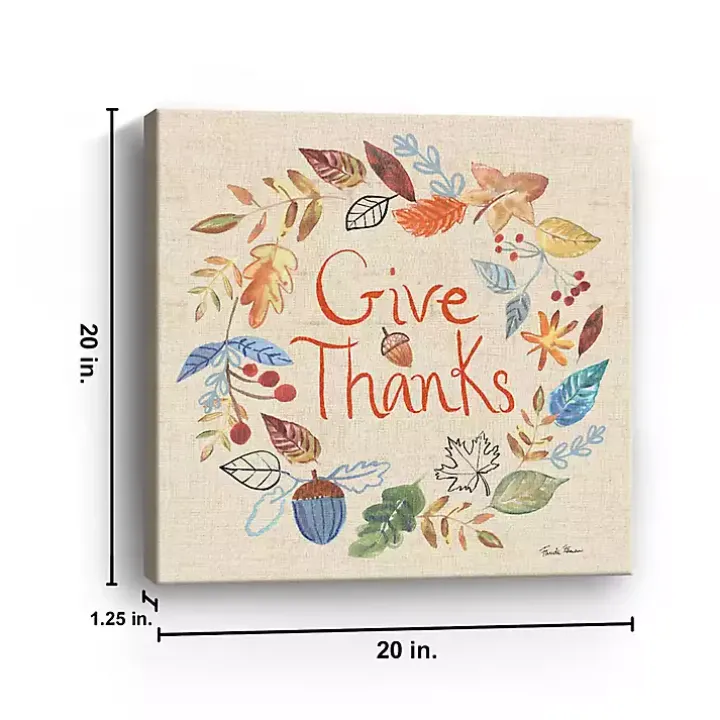 Give Thanks Fall Wreath Canvas Art Print