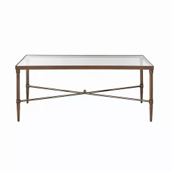 Glass and Metal Rectangle Porter Coffee Table